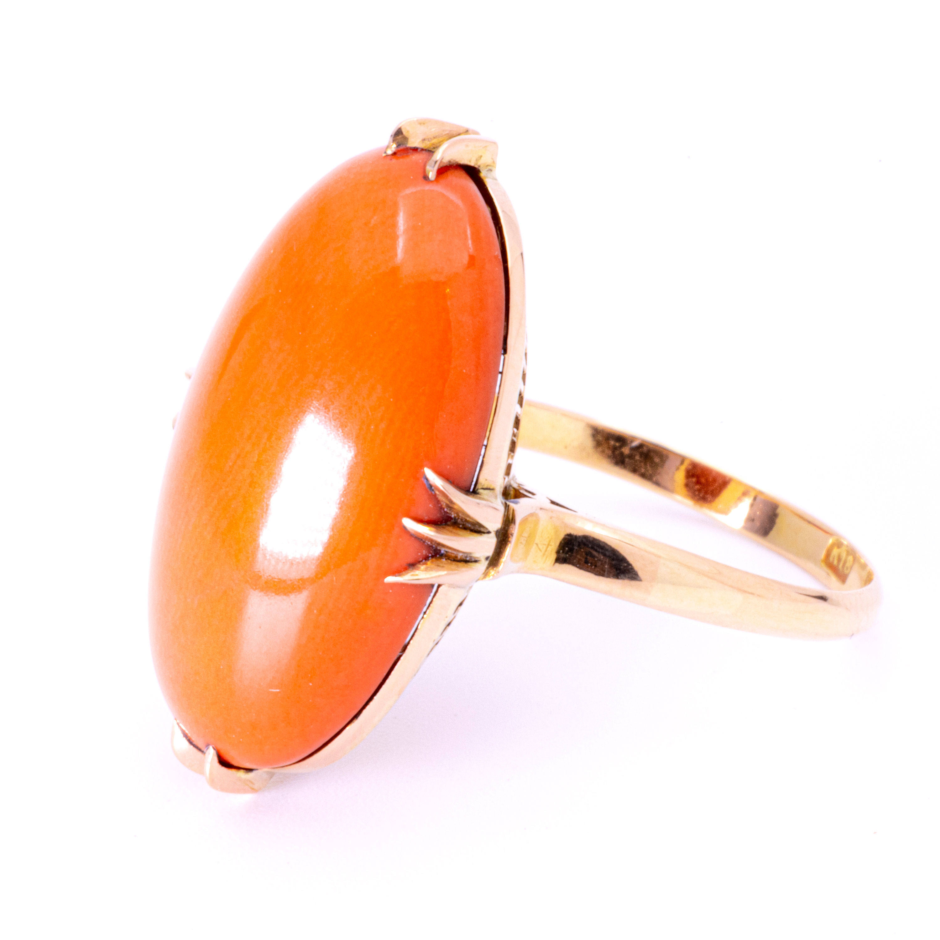 サンゴ K18 ファッションリング 指輪 Ring